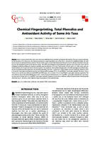 Chemical fingerprinting, total phenolics and antioxidant activity of some Iris taxa