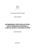 Antimikrobni i protuupalni učinci vrste Erodium cicutarium (L.) L'Her. ex Aiton u uvjetima in vitro