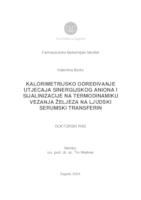 Kalorimetrijsko određivanje utjecaja sinergijskog aniona i sijalinizacije na termodinamiku vezanja željeza na ljudski serumski transferin