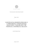 Glikozilacija imunoglobulina G u predviđanju terapijskoga odgovora i tijekom anti-TNF terapije u Crohnovoj bolesti