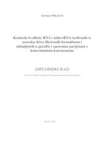 Kontrola kvalitete RNA i mikroRNA izoliranih iz uzoraka tkiva fiksiranih formalinom i uklopljenih u parafin i egzosoma pacijenata s kolorektalnim karcinomom