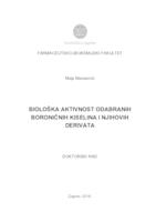 prikaz prve stranice dokumenta Biološka aktivnost odabranih boroničnih kiselina i njihovih derivata