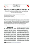 prikaz prve stranice dokumenta Optimization of ultrasound-assisted extraction of phenolic antioxidants from Lotus corniculatus