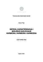 prikaz prve stranice dokumenta Sinteza, karakterizacija i biološko djelovanje harmicina, harmikina i harmicena