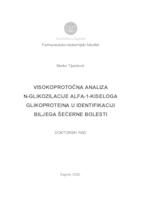 prikaz prve stranice dokumenta Visokoprotočna analiza N-glikozilacije alfa-1-kiseloga glikoproteina u identifikaciji biljega šećerne bolesti