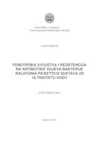 prikaz prve stranice dokumenta Fenotipska svojstva i otpornost na antibiotike sojeva bakterije Ralstonia pickettii iz sustava za ultračistu vodu
