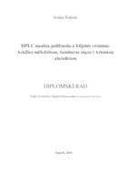 prikaz prve stranice dokumenta HPLC analiza polifenola u biljnim vrstama: Achillea millefolium, Sambucus nigra i Artemisia absinthium