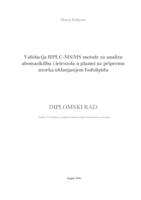 prikaz prve stranice dokumenta Validacija HPLC-MS/MS metode za analizu abemacikliba i letrozola u plazmi uz pripremu uzorka uklanjanjem fosfolipida