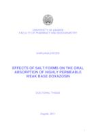 prikaz prve stranice dokumenta Effects of salt forms on the oral absorption of highly permeable weak base doxazosin